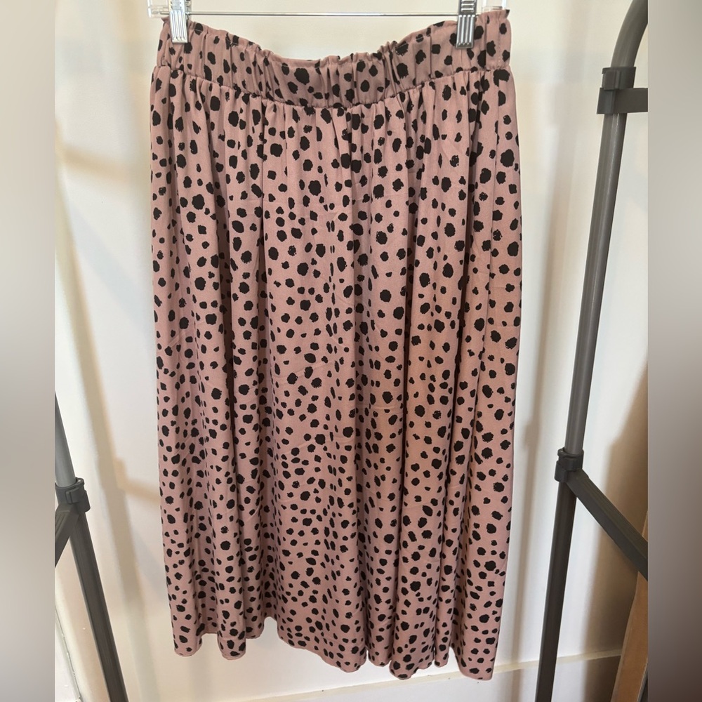 Polka Dot Midi Skirt - Pink and Black